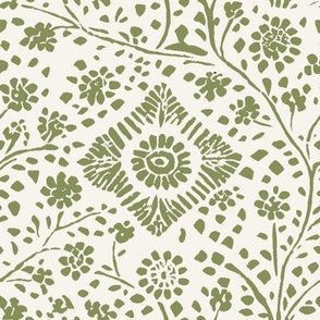 Block Print Tile Olive ...