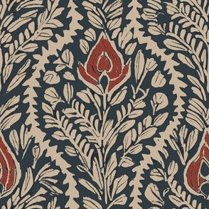 Block Print Vine Browns