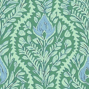 Block Print Vine Greens