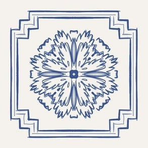 Chrysanthemum Tile Navy