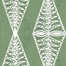 Fern Chevron Ecru on Green