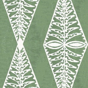 Fern Chevron Ecru on Green