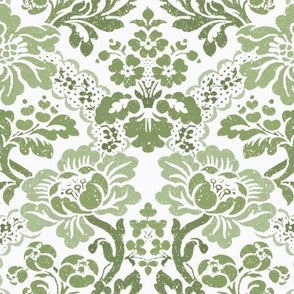 Floral Damask Olive Green