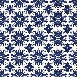 Geometric Blooms Navy