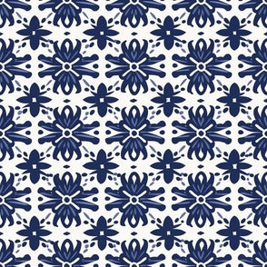 Geometric Blooms Navy