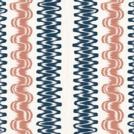 Ikat Stripe Navy and Coral