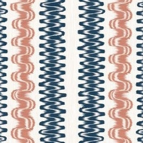 Ikat Stripe Navy and Coral