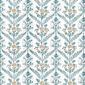 Oeillet Teal and Saffron