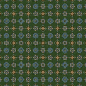 Silk Tie Print Dark Green