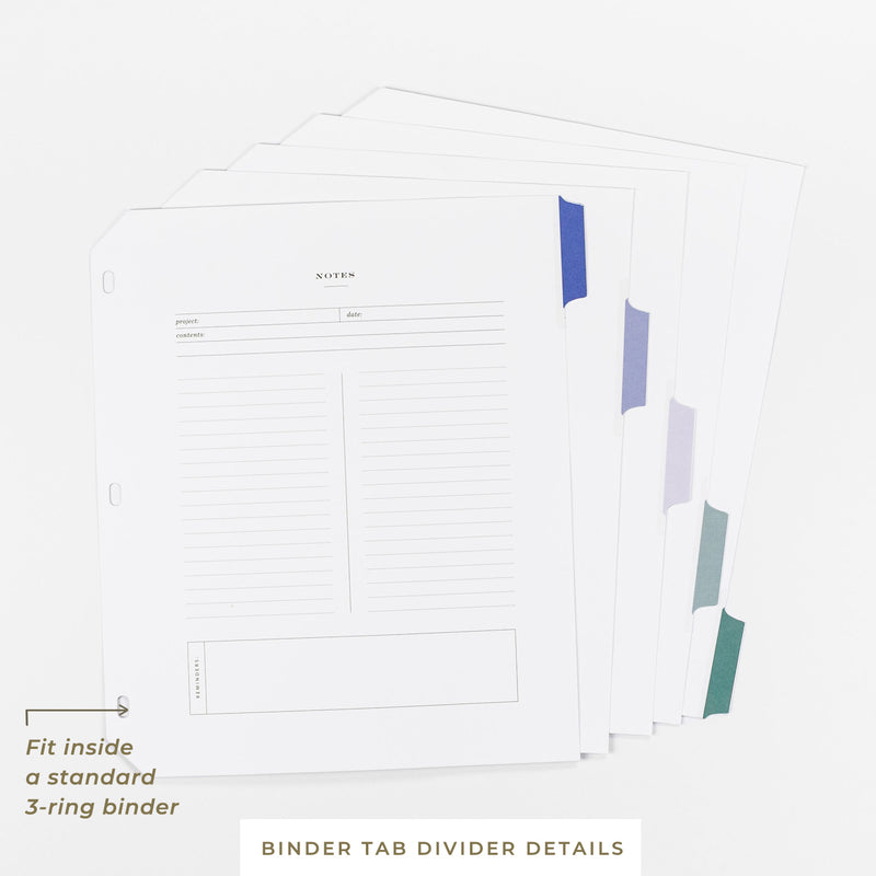 Binder Tab Dividers • Set of 5