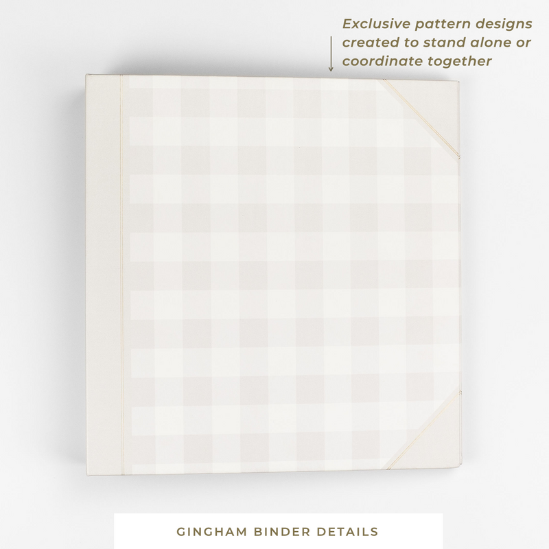 3-Ring Binder • Tan Gingham • Includes Page Protectors (25) & Tab Dividers